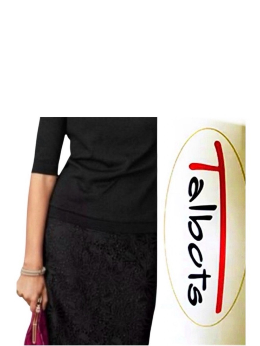 Talbots Petites Black Lace Overlay Pencil Skirt Size 0P Classic Lined